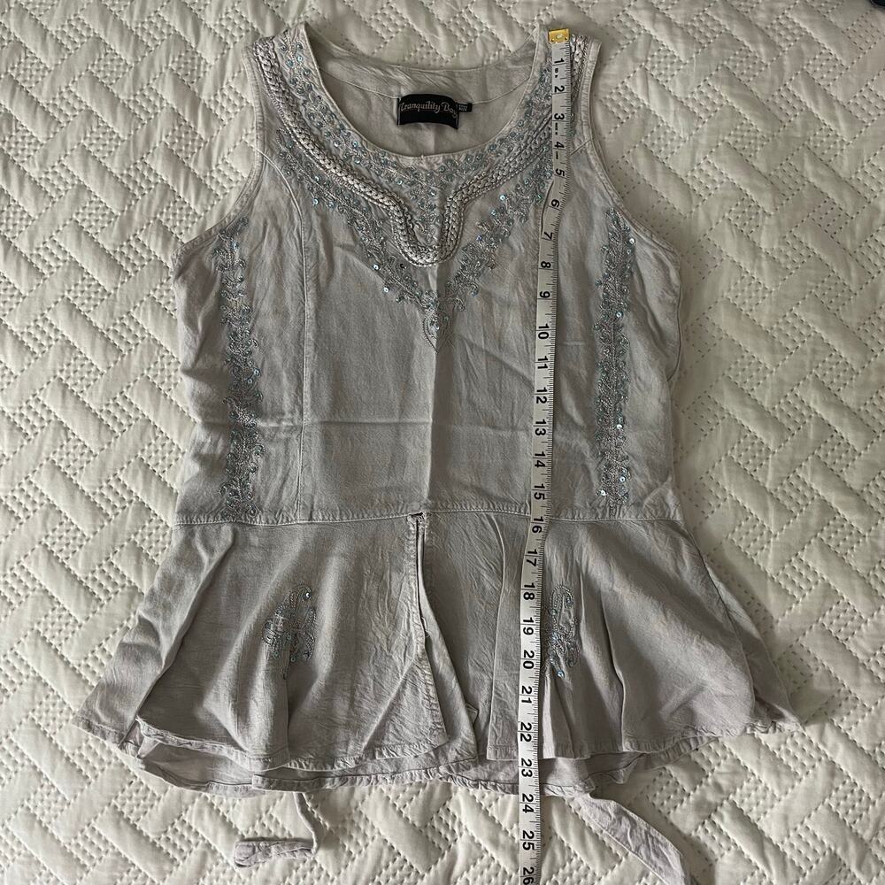 Fairy Tank Top Flutter Sequin Boho Whimsical Cotton Rayon Gray Blue READ4SIZE - Picture 9 of 14